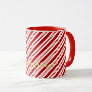 Cute Candy Cane Stripes Personalised Christmas Mug