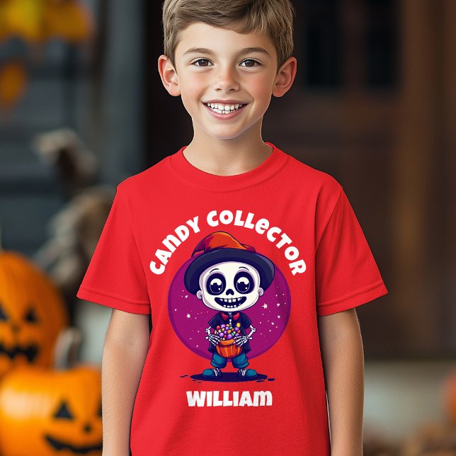 Cute Candy Collector Skeleton Boys Halloween T-Shirt (Cute Candy Colloector Skeleton Boys Halloween T-Shirt)