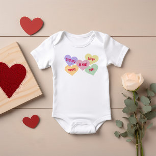 Cute Candy Conversation Hearts Valentine's Day Baby Bodysuit