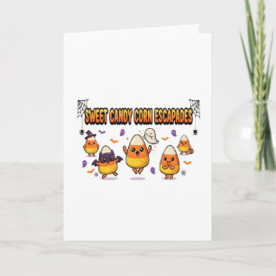 Cute Candy Corn Halloween Party Card