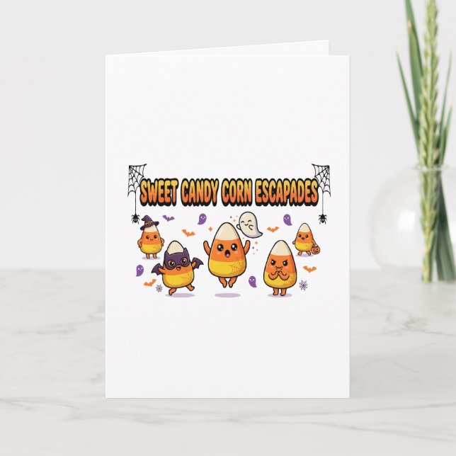  Cute Candy Corn Halloween Party Card (Front)