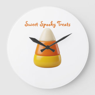 Cute Candy Corn Halloween | Sweet Spooky Art Large Clock