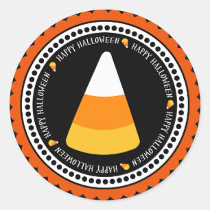 Cute Candy Corn Happy Halloween  Classic Round Sticker