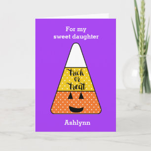 Cute Candy Corn Happy Halloween Daughter Card