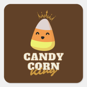 Cute Candy Corn King Thanksgiving Square Sticker
