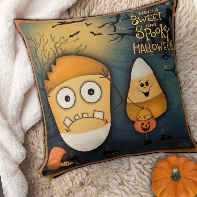 Cute, Candy Corn Sweet and Spooky Halloween  Cushion (Creator Uploaded)