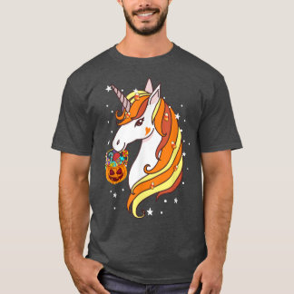 Cute Candy Corn Unicorn Halloween Costume Pumpkin  T-Shirt