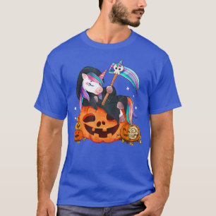 Cute Candy Corn Unicorn Halloween Pumpkin 456 T-Shirt