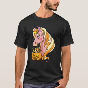 Cute Candy Corn Unicorn Halloween T-Shirt