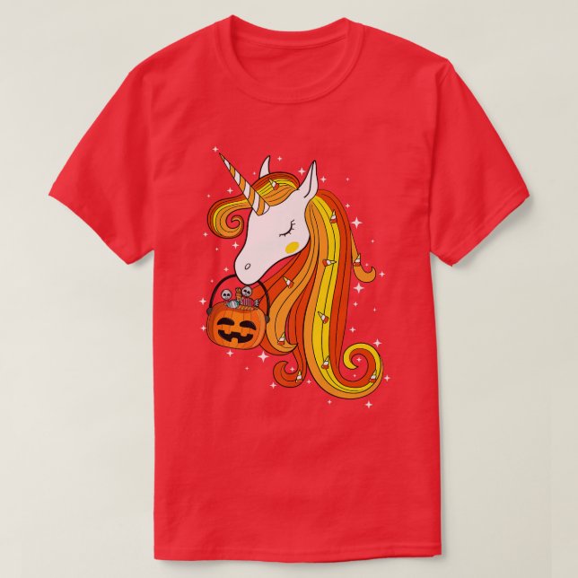 Cute Candy Corn Unicorn Halloween Top  (Design Front)