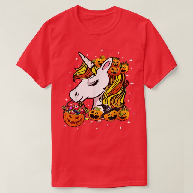 Cute Candy Corn Unicorn Halloween Top  (Design Front)