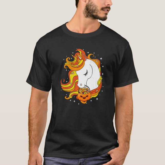 Cute Candy Corn Unicorn Halloween Top  1 (Front)