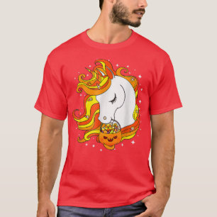Cute Candy Corn Unicorn Pumpkin Halloween Women Gi T-Shirt