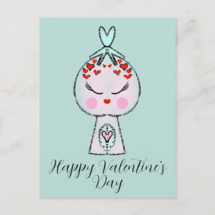 Cute Candy Dispenser Doodle Valentines Day Postcard