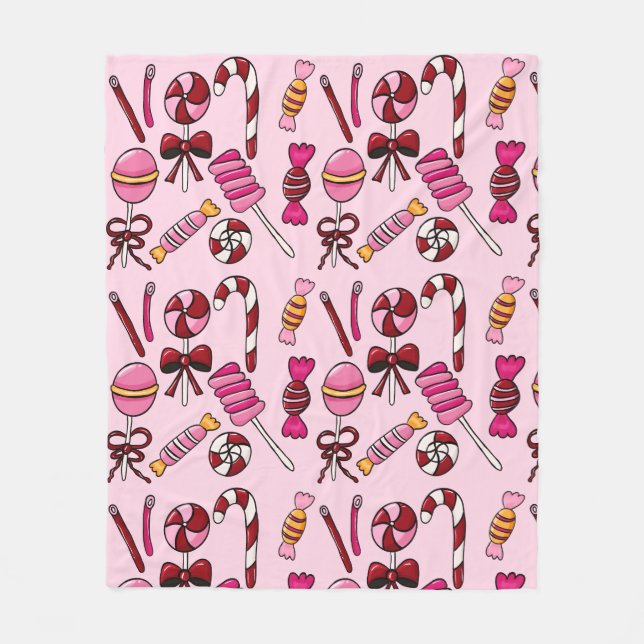 Cute  Candy   Fleece Blanket (Front)