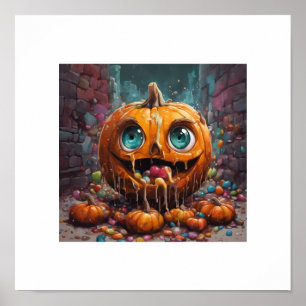 Cute Candy Halloween Pumpkin Poster
