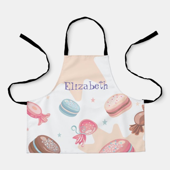 Cute Candy Macarons Personalised Apron (Front)
