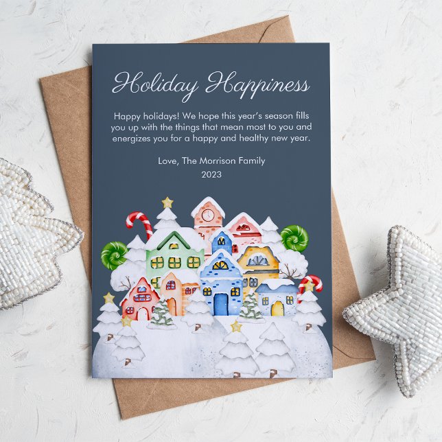 Cute Candy Neighbourhood Christmas Flat  Holiday Card (Creator Uploaded)