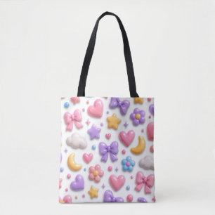 Cute Candy Pastel Icons Pattern Tote Bag