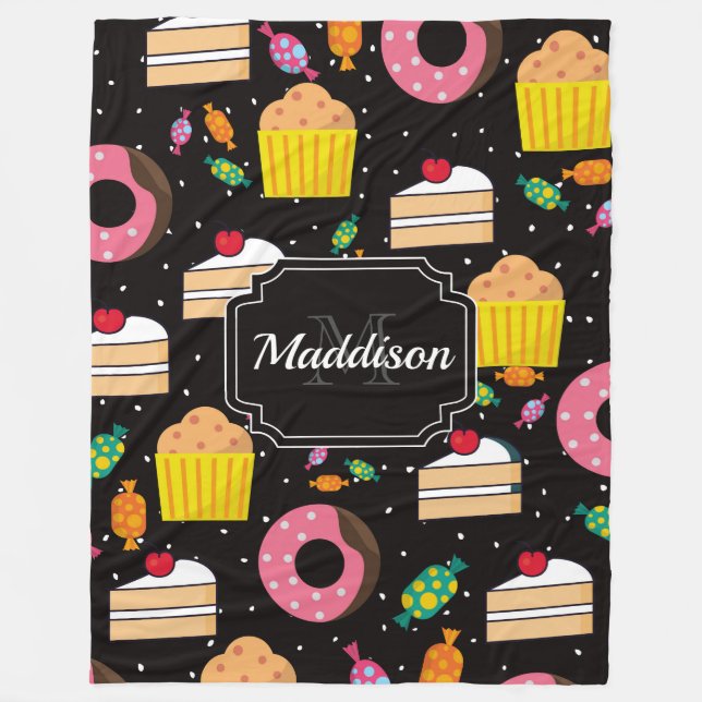 Cute Candy Pattern Fleece Blanket (Front)
