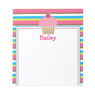 Cute Candy Striped Cupcake Notepad