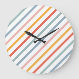 Cute Candy Striped Diagonal Large Clock