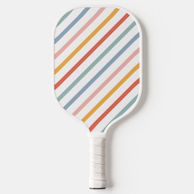 Cute Candy Striped Diagonal Pickleball Paddle (Front)