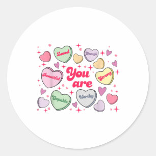 Cute Candy Sweet Hearts Teacher Valentines Day Wom Classic Round Sticker