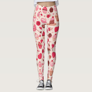 Cute Candy & Sweets Valentine Seamless Pattern  Leggings