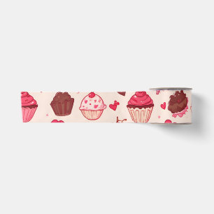 Cute Candy & Sweets Valentine Seamless Pattern Satin Ribbon