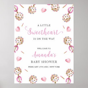 Cute Candy Valentine Sweetheat Baby Shower Welcome Poster