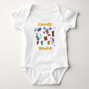 Cute Candy World Sweet Drawing by Waleed Kids Art Baby Bodysuit