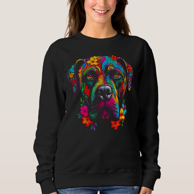 Cute Cane Corso Dog Flowers Sweatshirt (Front)