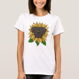 Cute Cane Corso Dog on Sunflower T-Shirt