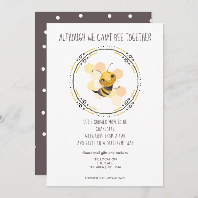 Cute Cant Be Together Baby Shower by Mail Invitation (Front/Back)