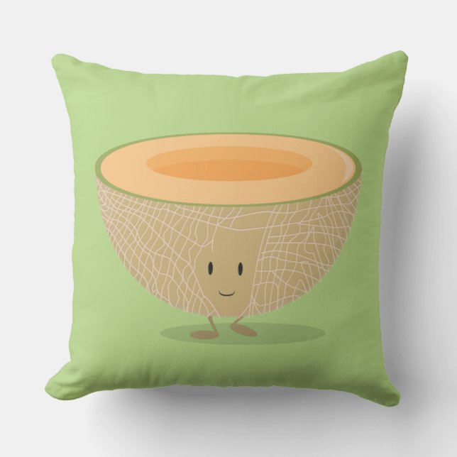 Cute Cantaloupe Food Cartoon Cushion (Front)