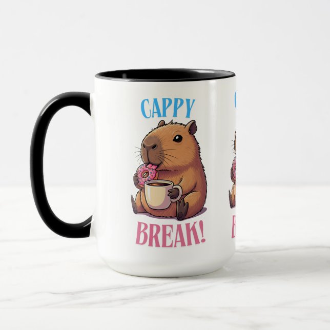 Cute Cappy Break Capybara Coffee Mug | Funny Anima (Left)