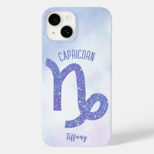 Cute Capricorn Astrology Sign Personalised Purple Case-Mate iPhone 14 Case