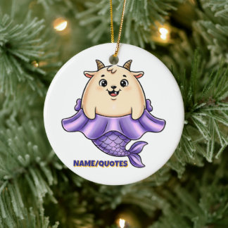 Cute Capricorn Cartoon – Whimsical Zodiac Ceramic Ornament