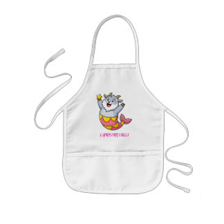 Cute Capricorn Goat Mermaid Zodiac Character Kids Apron