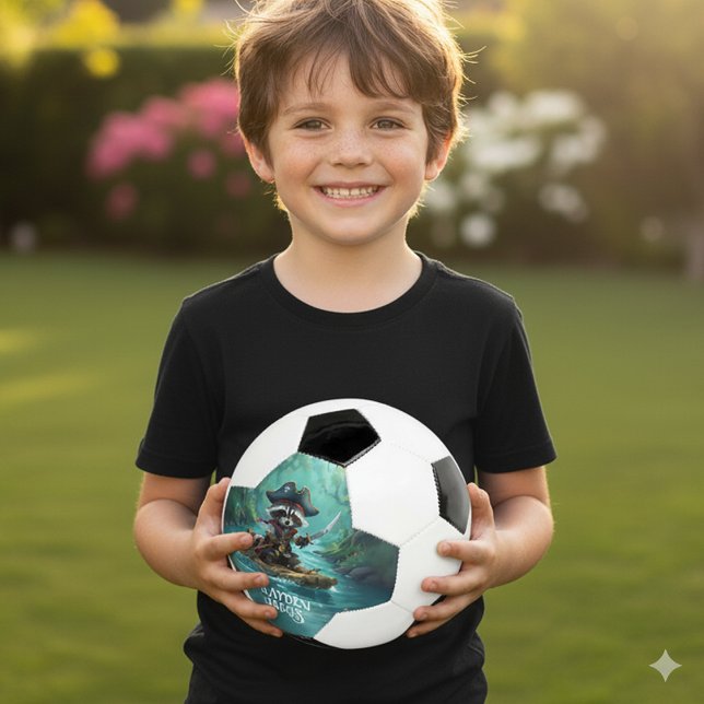 Cute Captain Racoon Rafting Down the River Soccer Ball (Captain Raccoon Rafting Down the River Soccer Ball Cover Photo)
