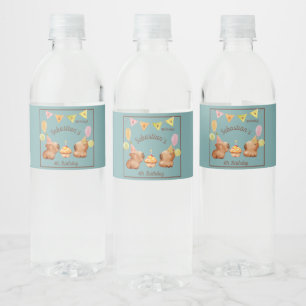 Cute Capy Birthday Capybara Party  Water Bottle Label