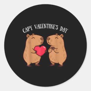 Cute Capy Valentine’s Day Capybara Lovers Romantic Classic Round Sticker