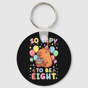 Cute Capybara 8th Birthday Kawaii Girl Cappy Key Ring