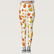Cute Capybara and Autumn Leaves Leggings