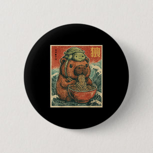 Cute Capybara And Turtle Backpack Ramen Kawaii Cap 6 Cm Round Badge