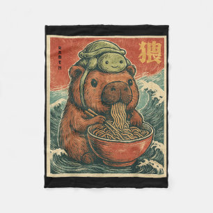 Cute Capybara And Turtle Backpack Ramen Kawaii Cap Fleece Blanket