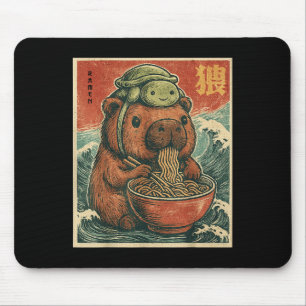 Cute Capybara And Turtle Backpack Ramen Kawaii Cap Mouse Pad