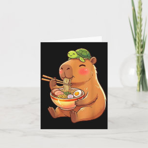 Cute Capybara and Turtle Backpack Ramen Kawaii Card