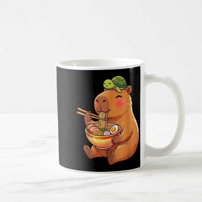 Cute Capybara and Turtle Backpack Ramen Kawaii Coffee Mug (Right)
